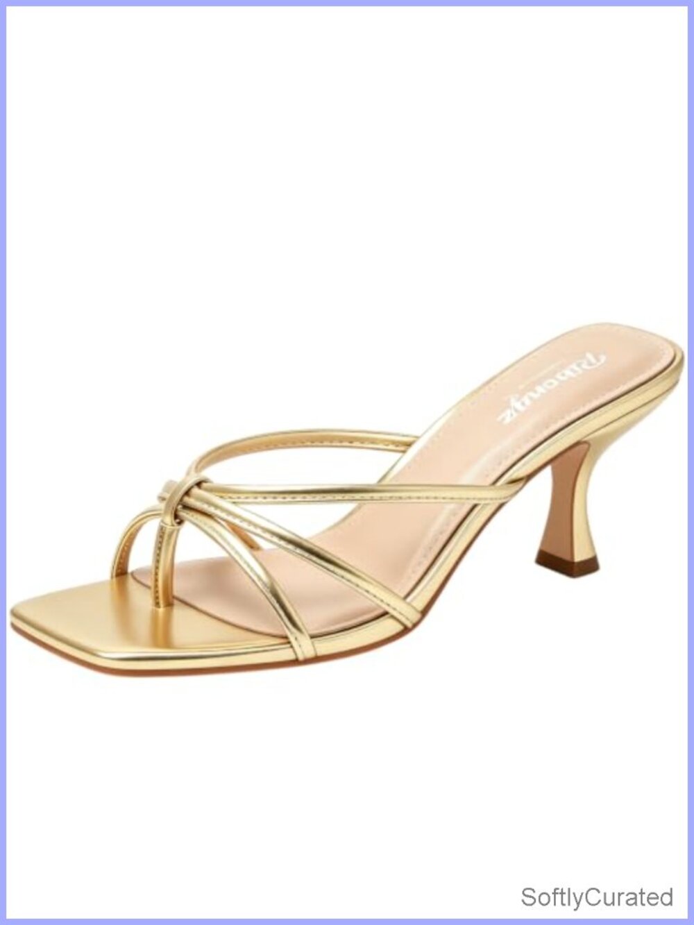 Kitten Heel Mule Sandals Square Toe Strappy Slip On Comfortable